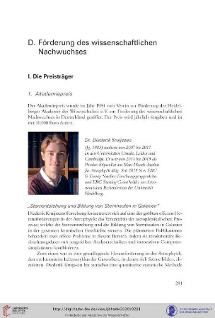 I. Die Preisträger