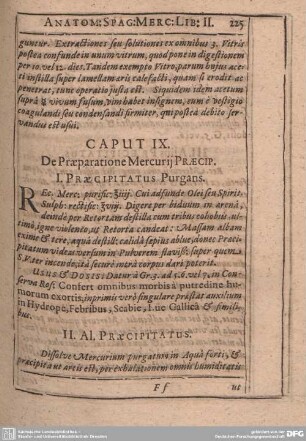 Caput IX. De Praeparatione Mercurij Praecip.