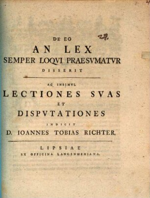 De eo, an lex semper loqui praesumatur
