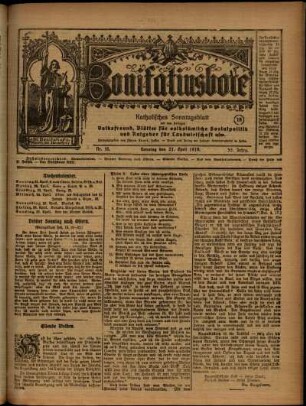 Ausgabe vom Sonntag, den 21. April 1918.