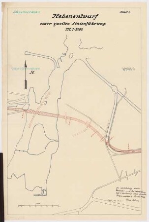 Verkehrsverbindung über die Havel, Berlin-Spandau Schinkelwettbewerb 1931: Lageplan 1:5000 (Nebenentwurf einer zweiten Linienführung)