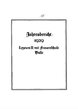 1929/30: Jahresbericht ... - 1929/30