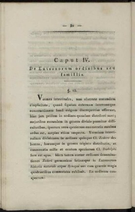 Caput IV. De Entozoorum ordinibus seu familiis.