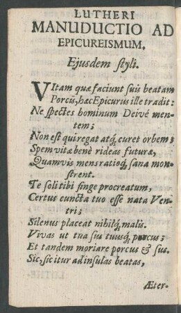 Lutheri Manuductio Ad Epicureismum.