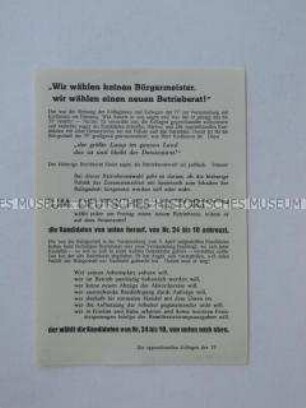 Propagandaflugblatt aus einem West-Berliner (?) Kleinbetrieb zur Betriebsratswahl