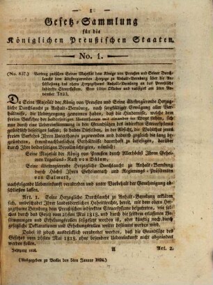 Gesetzsammlung für die Königlich-Preußischen Staaten : enth. d. Verordnungen vom ... 1824, 1824