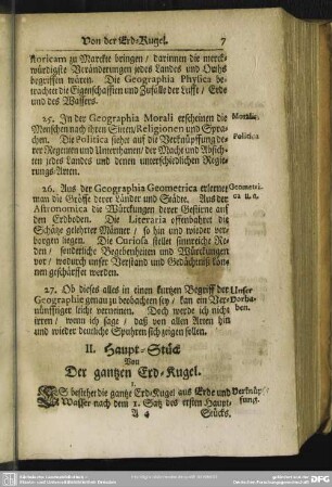 II. Haupt-Stück Von Der gantzen Erd-Kugel