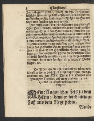 Leich-Text. [ XXV. Psalm Davids, 15. 16. 17. und 18. Verß.]