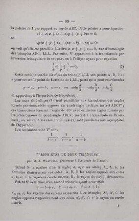 PROPRIÉTÉS DE DEUX TRIANGLES.