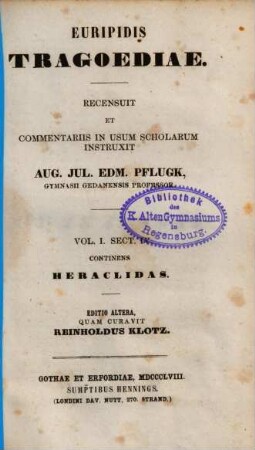 Euripidis Tragoediae, 1,4. Continens Heraclidas