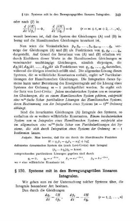 § 150. Systeme mit in den Bewegungsgrößen linearen Integralen.