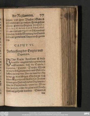 Caput VI. Verkauffung der Empter und Digniteten.