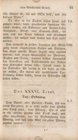 Der XXXVI. Titul. Tax-Ordnung.