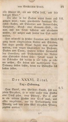 Der XXXVI. Titul. Tax-Ordnung.