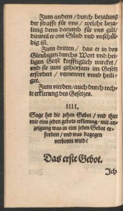 IIII. Sage her die zehen Gebot ...