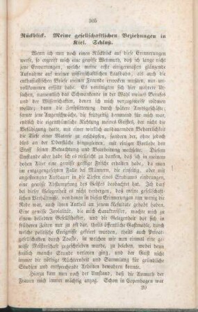 Rückblick. Meine gesellschaftlichen Beziehungen in Kiel. Schluß.