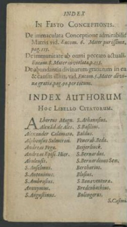 Index Authorum Hoc Libello Citatorum.