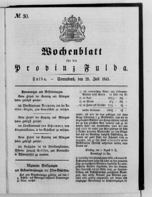 Nr. 30, Ausgabe vom 29. Juli 1843