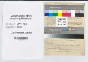 Entnazifizierung Heinz Glasmacher , geb. 08.06.1897 (Foerster)
