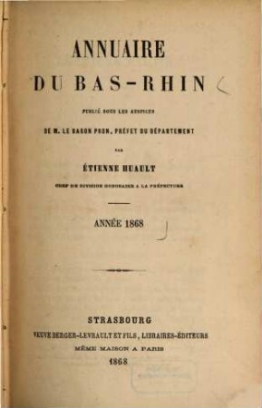Annuaire du Bas-Rhin. 1868