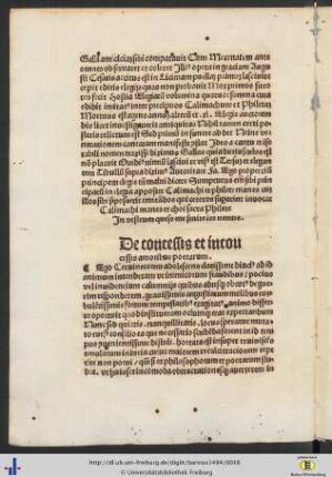 De concessis et inconcessis amoribus poetarum.