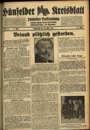 Zweite Ausgabe vom Donnerstag, den 10. März 1932.