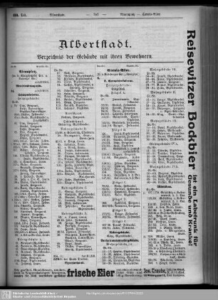Häuserbuch Albertstadt : Verzeichnis der Gebäude mit ihren Bewohnern.