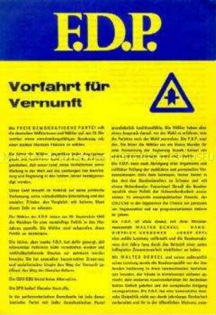 Flugblatt der FDP zur Bundestagswahl 1972