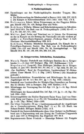 10. Kriegervereine, Zeitschriften, Festschriften