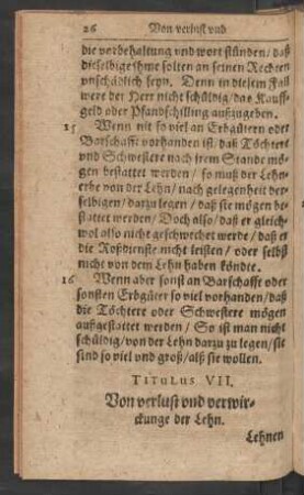 Titulus VII. Von verlust und verwirkunge der Lehn.
