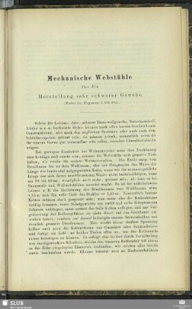 Mechanische Webstühle für die Herstellung sehr schwerer Gewebe