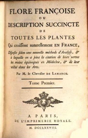 Flore françoise ou description succincte de toutes les plantes qui croissent naturellement en France, 1