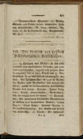VIII. Die fürstlich und gräflich Schönburgschen Herrschaften:[...]