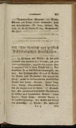 VIII. Die fürstlich und gräflich Schönburgschen Herrschaften:[...]