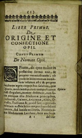 Caput Primum De Nomine Opii.