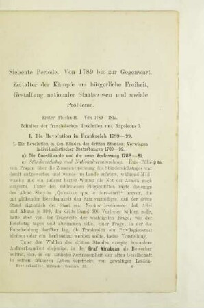 Erster Abschnitt. Von 1789-1815. Zeitalter der französischen Revolution und Napoleons I.