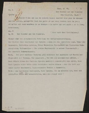 Erfundene Gespräche und Briefe: Der Dichter u. der Geometer