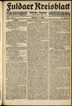 Ausgabe vom Dienstag, den 06. April 1920.