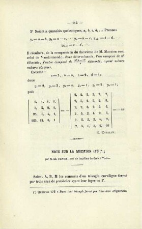 Note sur la question 173.