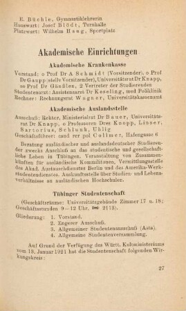 27-30, Akademische Einrichtungen
