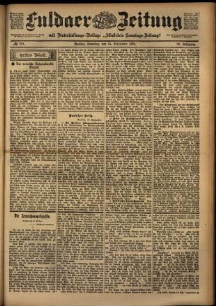 Erste Ausgabe vom Samstag, den 14. September 1901.