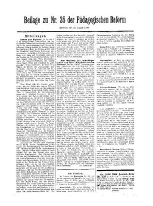 Mitteilungen : Beilage zu Nr. 35 der Pädagogischen Reform