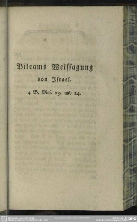 Bileams Weissagung von Israel