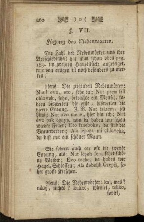 § VII. Fügung des Nebenwortes.
