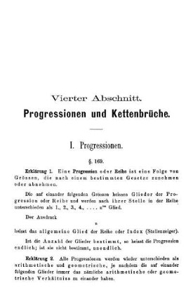Vierter Abschnitt. Progressionen und Kettenbrüche.