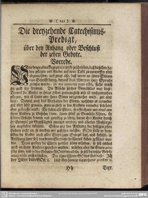 Die dreyzehende Catechismus-Predigt, über den Anhang oder Beschluß der zehen Gebote