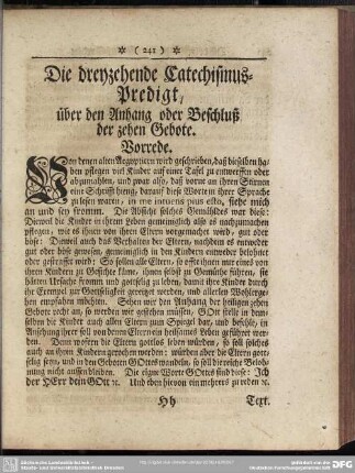 Die dreyzehende Catechismus-Predigt, über den Anhang oder Beschluß der zehen Gebote