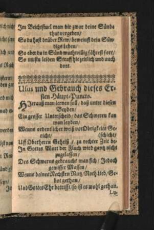 Usus und Gebrauch dieses Ersten Häupt-Puncts.