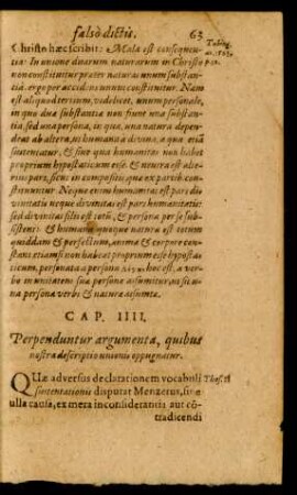 Cap. IIII. Perpenduntur argumenta, quibus nostra descriptio unionis oppugnatur