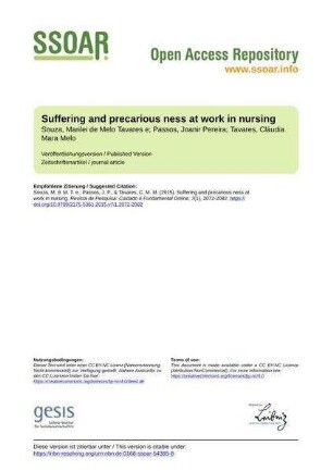 Suffering and precarious ness at work in nursing